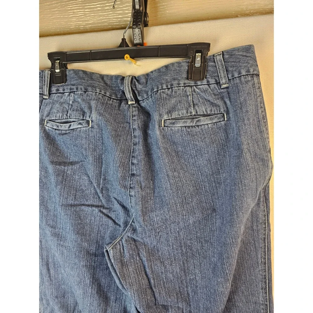 LL Bean Womens 16M Tall Wide Leg Denim Trousers Medium Wash 100% Cotton 0DTJ7